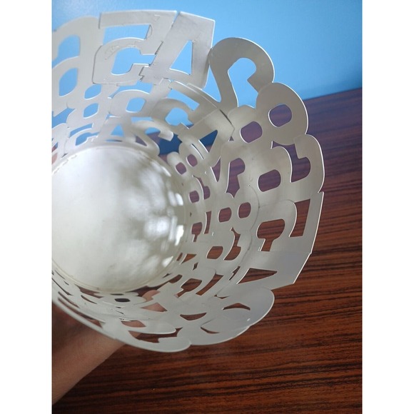 White Metal Numbers Mini Trash Can/ Candle Holder - Picture 9 of 13